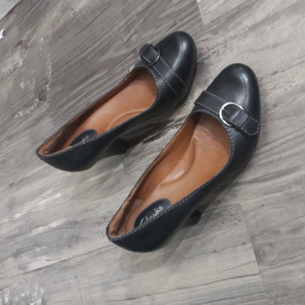 Clark's Artisan Black Leather Society Dance Pump Size 7M - Picture 4 of 13